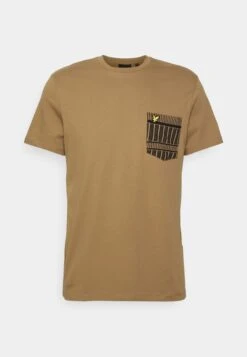 Lyle & Scott Grid Pocket - Print T-Shirt - Camel Bronze/Jet Black