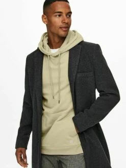 Only & Sons Onsjaylon Otw - Classic Coat - Dark Grey Melange -Clothing Sale Store 4c06434abcfc4492bd82650627cb97d8