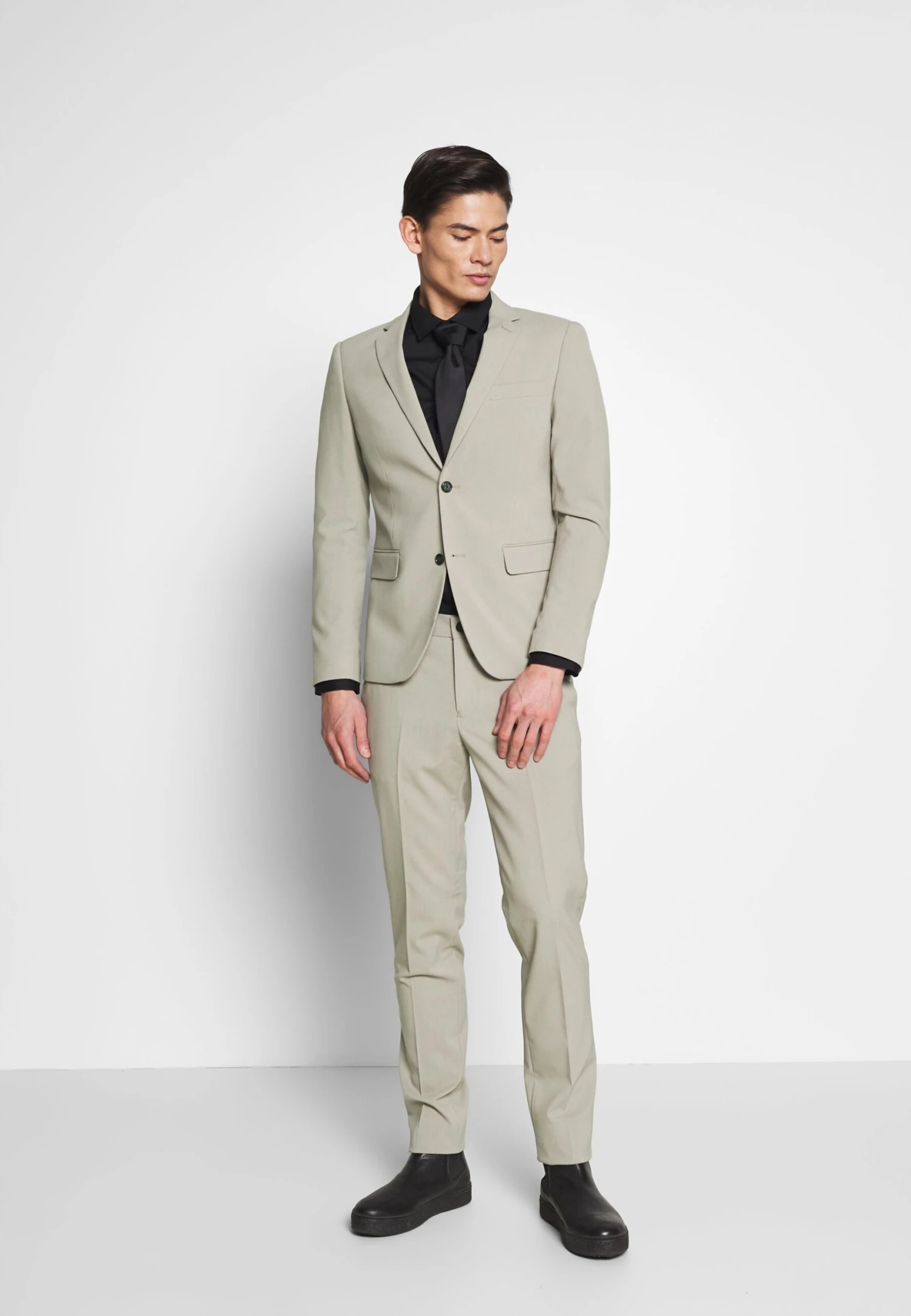 Lindbergh Slim Fit Plain Mens Suit - Suit - Sand 1 Lindbergh Slim Fit Plain Mens Suit - Suit - Sand