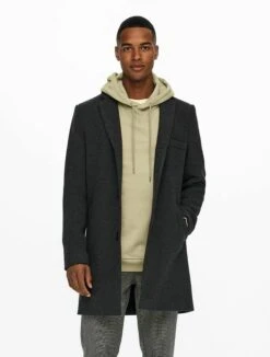 Only & Sons Onsjaylon Otw - Classic Coat - Dark Grey Melange