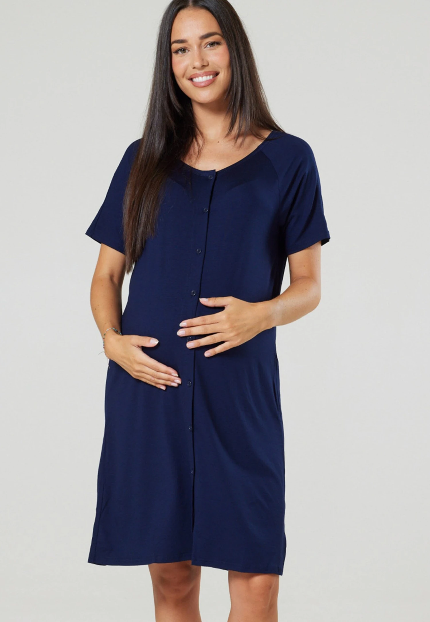 Happy Mama Maternity Breastfeeding 2-Pack - Nightie - Navy Plum With Stars 5 Happy Mama Maternity Breastfeeding 2-Pack - Nightie - Navy Plum With Stars - Image 5