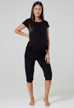 Happy Mama Maternity Nursing- Pyjama Set - Black