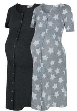 Happy Mama Maternity Breastfeeding 2-Pack - Nightie - Graphite MelangeGrey Melange With Stars -Clothing Sale Store 849796bdf9ab42328c9b8bac90a5ce6b
