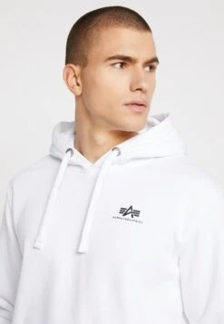 Alpha Industries Basic Hoody Small Logo - Hoodie - White -Clothing Sale Store 866012fb2b8048dc8b31159cdd8d5e46