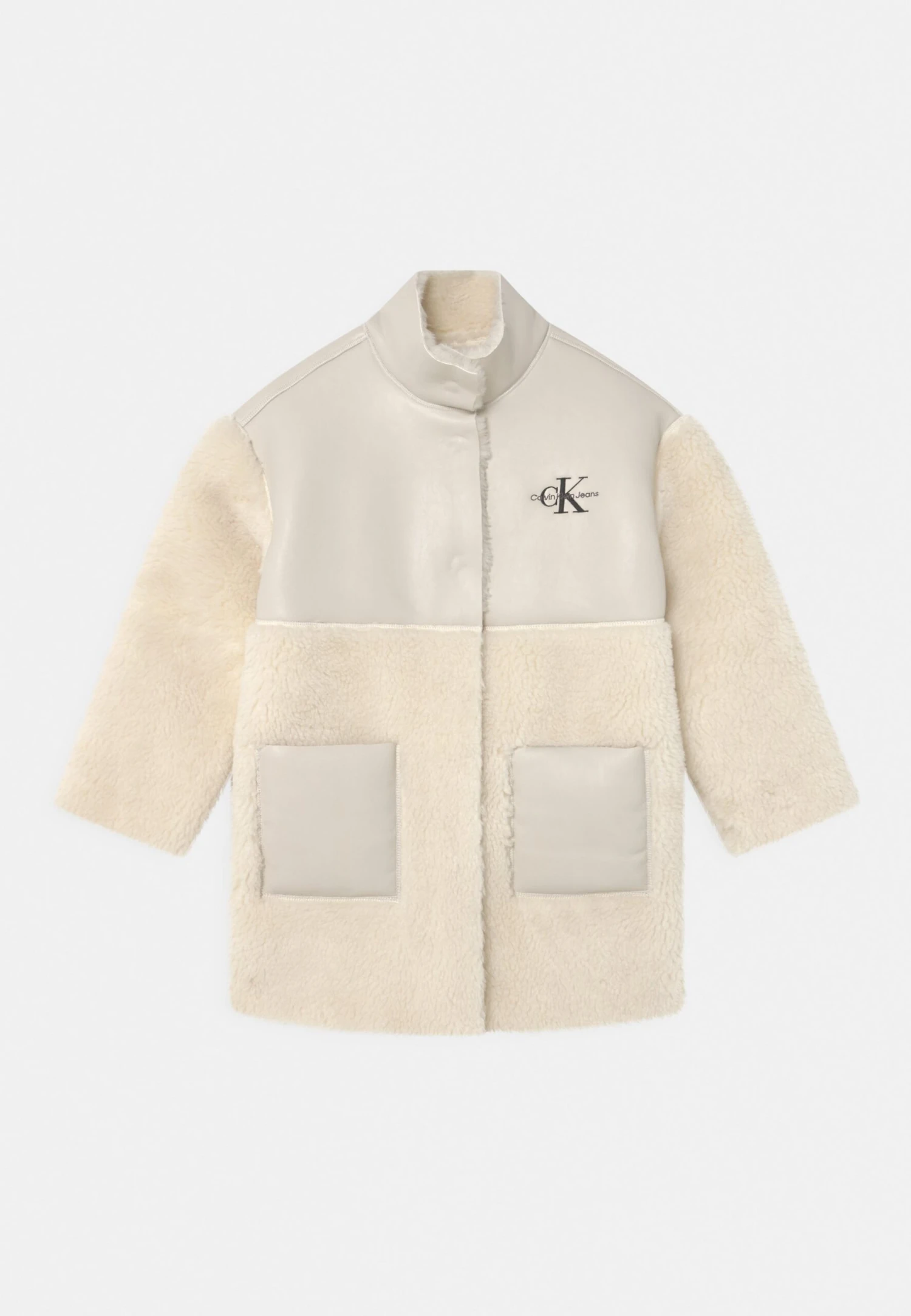 Calvin Klein Jeans Faux Fur Leather Coat - Classic Coat - Eggshell 1 Calvin Klein Jeans Faux Fur Leather Coat - Classic Coat - Eggshell