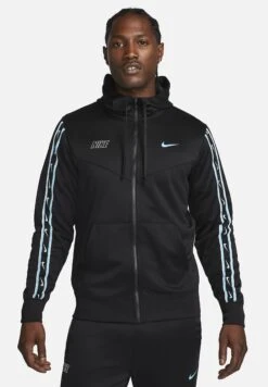 Nike Sportswear M Nsw Repeat Sw Pk Fz- Training Jacket - Black Black Baltic Blue