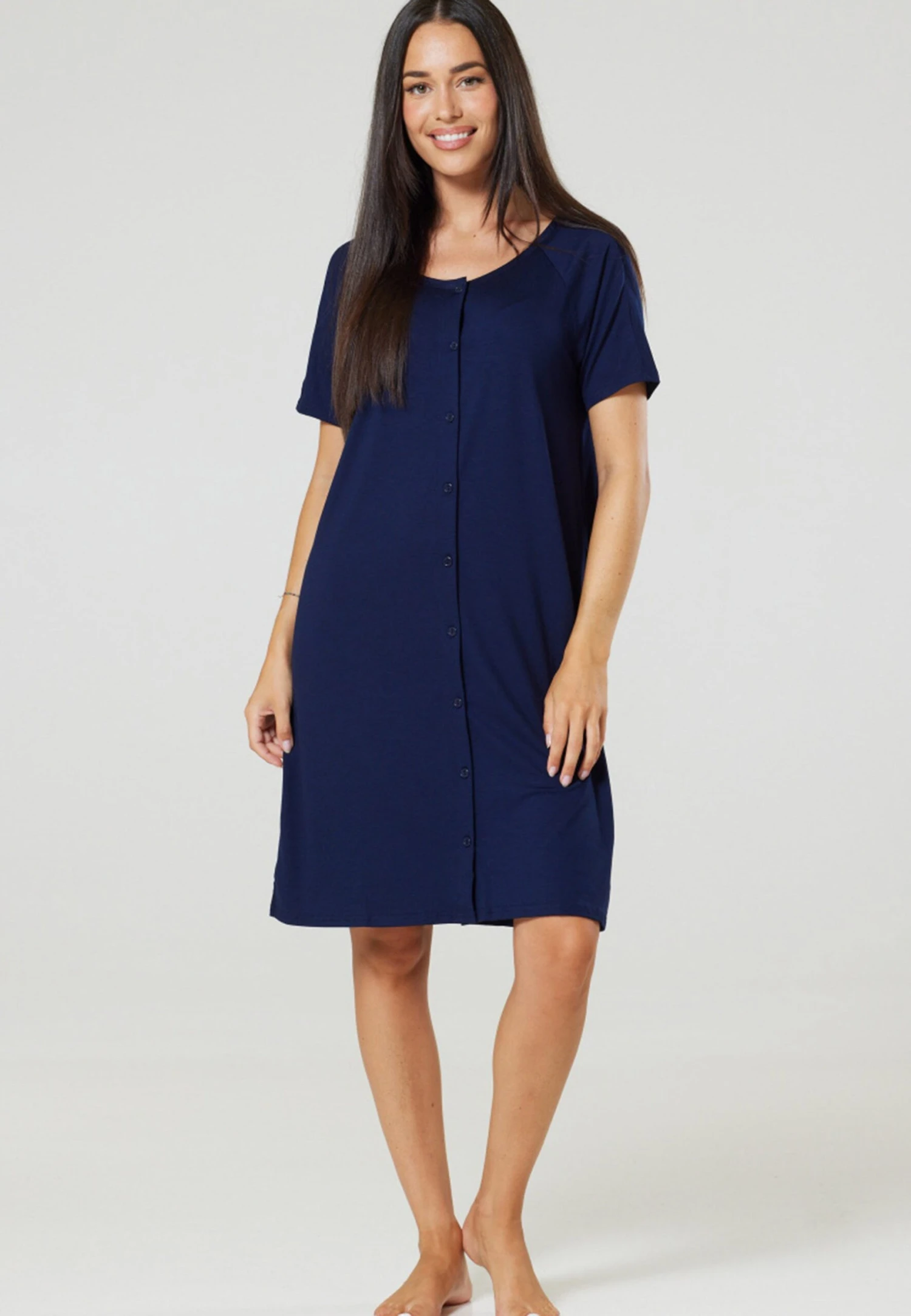 Happy Mama Maternity Breastfeeding 2-Pack - Nightie - Navy Plum With Stars 1 Happy Mama Maternity Breastfeeding 2-Pack - Nightie - Navy Plum With Stars