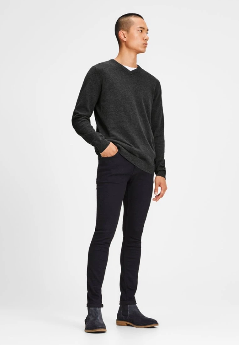 Jack & Jones Jjebasic- Jumper - Dark Grey 2 Jack & Jones Jjebasic- Jumper - Dark Grey - Image 2