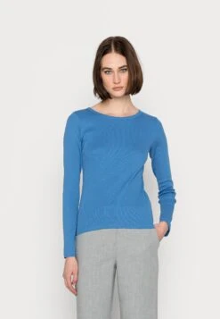 Marc O'Polo DENIM RoundneckPlaced Print - Long Sleeved Top - Blue Steel