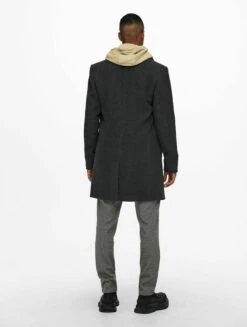 Only & Sons Onsjaylon Otw - Classic Coat - Dark Grey Melange -Clothing Sale Store ac83fd101b744f2e84306017dc818818