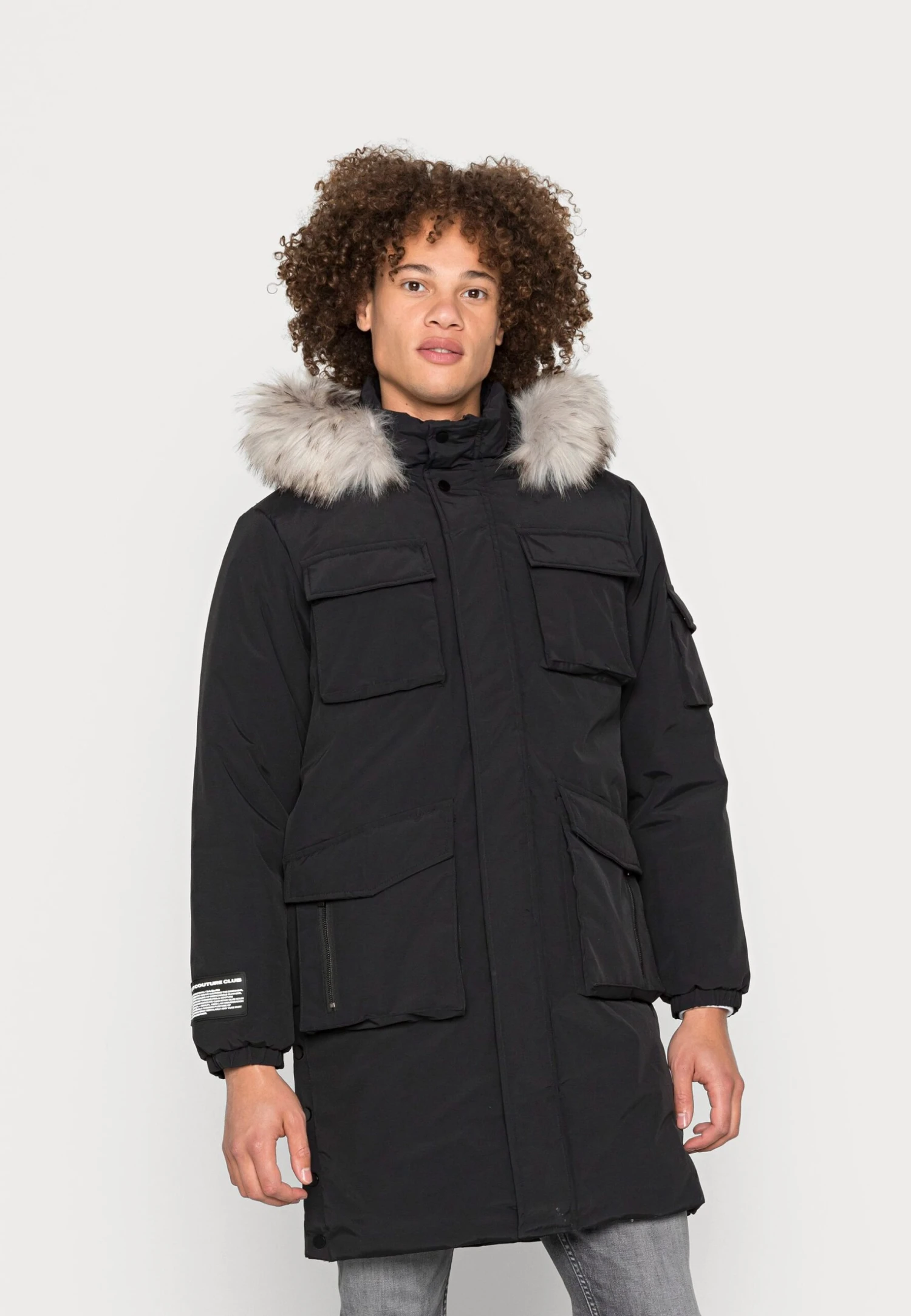 Fur Hooded Longline- Parka - Black 1 Fur Hooded Longline- Parka - Black