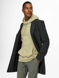 Only & Sons Onsjaylon Otw - Classic Coat - Dark Grey Melange -Clothing Sale Store b54c87e8dd284c239ae6e2be326f0673
