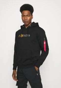 Alpha Industries Label Hoody - Hoodie - Black