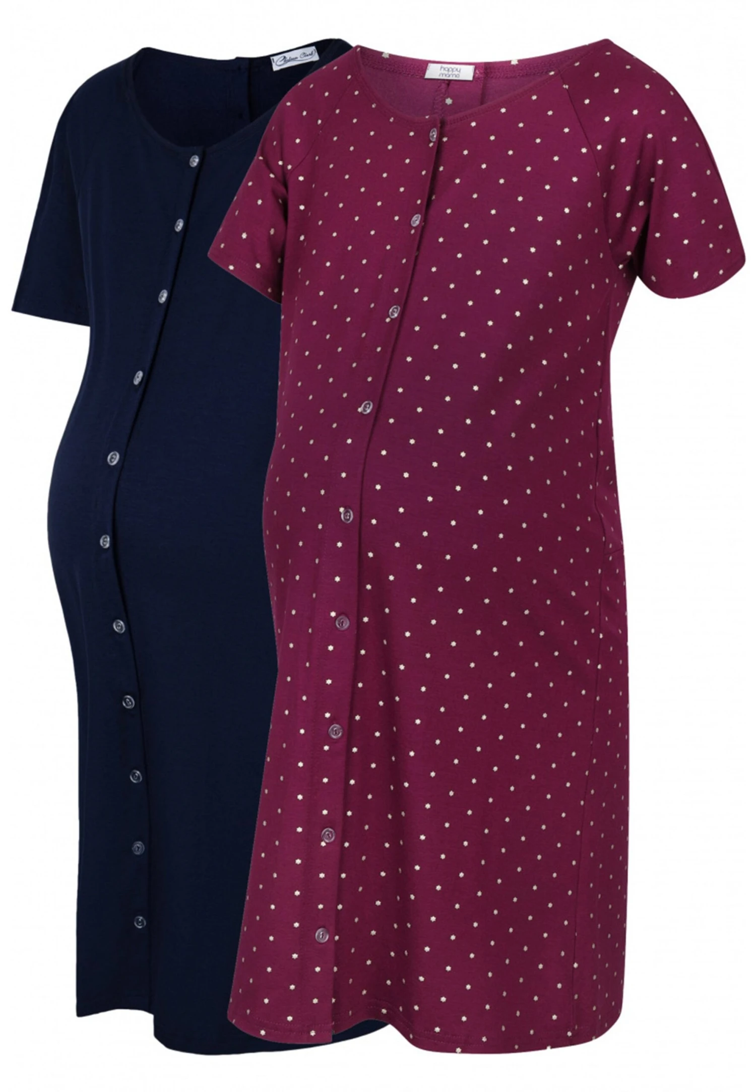 Happy Mama Maternity Breastfeeding 2-Pack - Nightie - Navy Plum With Stars 6 Happy Mama Maternity Breastfeeding 2-Pack - Nightie - Navy Plum With Stars - Image 6