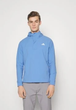 Adidas Golf Mens Ripstop Quarter Zip Hoodie - Hardshell Jacket - Blue Fusion