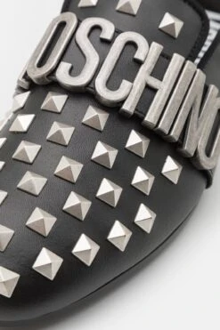 MOSCHINO Maxilettering - Slip-Ons - Black/Silver -Clothing Sale Store df7f7a9a9f8446a6a01dd927f6f5915d