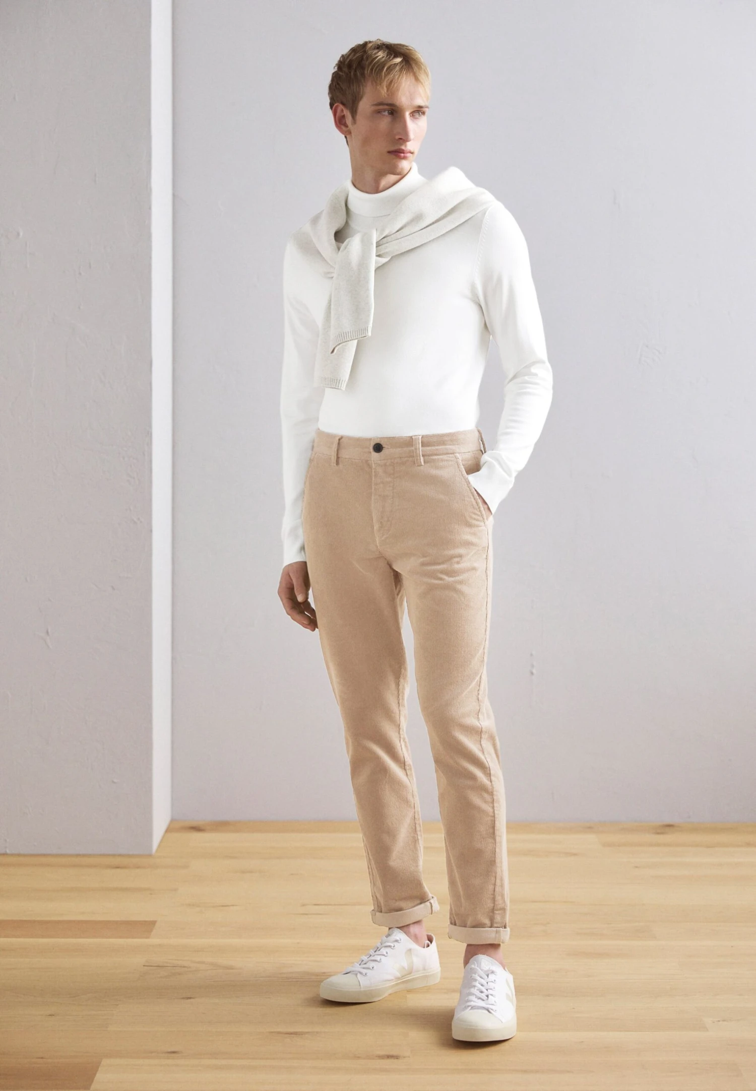 Lindbergh Mélange Roll Neck- Jumper - Off White 2 Lindbergh Mélange Roll Neck- Jumper - Off White - Image 2